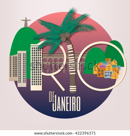 Rio De Janeiro  - paper style square card. Vector illustration.