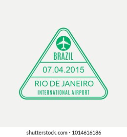 Rio de Janeiro passport stamp. Brazil airport visa stamp or immigration sign. Custom control cachet. Vector illustration.