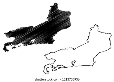 Rio de Janeiro
 (Region of Brazil, Federated state, Federative Republic of Brazil) map vector illustration, scribble sketch Rio de Janeiro (state) map