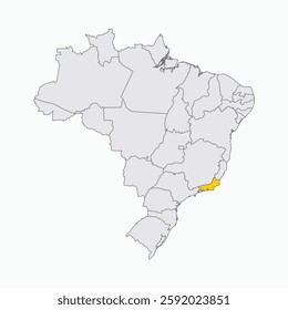 Rio De Janeiro Region highlighted on Brazil map