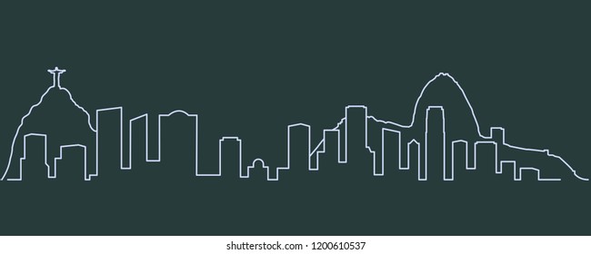Rio De Janeiro Single Line Skyline