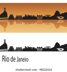 Rio de Janeiro skyline in orange background in editable vector file