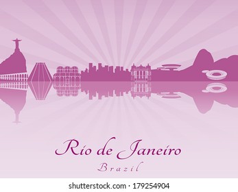 Rio de Janeiro skyline in purple radiant orchid in editable vector file