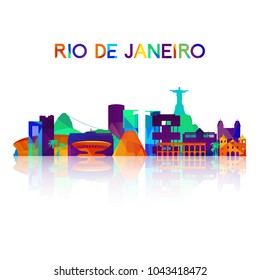 Rio De Janeiro skyline silhouette in colorful geometric style. Symbol for your design. Vector illustration.