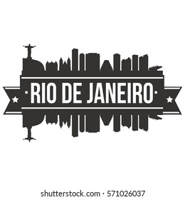 Rio de Janeiro Skyline Stamp Silhouette Vector City Design Art Landmark Brazil.