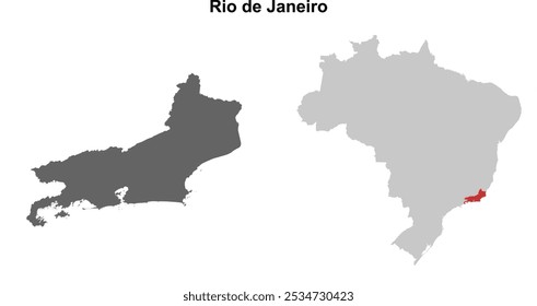 Rio de Janeiro Bundesstaat leere Gliederungskarte