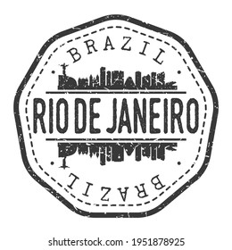 Rio de Janeiro, State of Rio de Janeiro, Brazil Stamp Skyline Postmark. Silhouette Postal Passport. City Round Vector Icon. Vintage Postage Design.