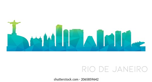 Rio de Janeiro, State of Rio de Janeiro, Brazil Low Poly Skyline Clip Art City Design. Geometric Polygon Graphic Horizon Icon. Vector Illustration Symbol.