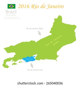 Rio de Janeiro state city Brazil map vector