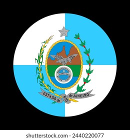 Rio de Janeiro State Flag vector illustration, Brazil. Rio De Janeiro circle badge flag isolated vector. National patriotic banner.