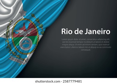 Rio de Janeiro state flag on dark background. Symbol of Brazilian heritage.