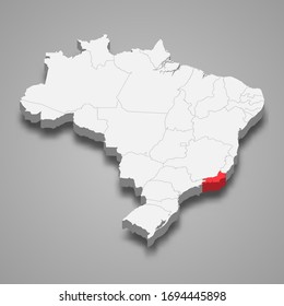 Rio de Janeiro state location within Brazil 3d map