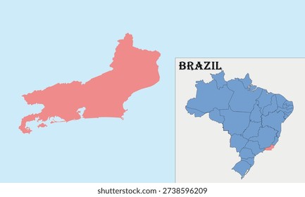 Rio de Janeiro State Map Illustration, Southeast Brazil.Rio de Janeiro Brazil Map Vector with Administrative BoundariesIdeal for educational materials, infographics, presentations, geographic analysis, digital atlases, and commercial or editorial projects related to South America.
