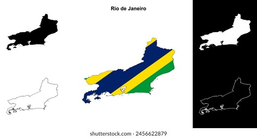 Rio de Janeiro state outline map set