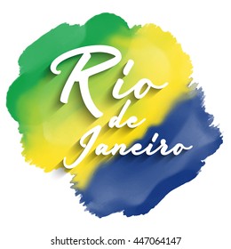 Rio de Janeiro text on a watercolor background