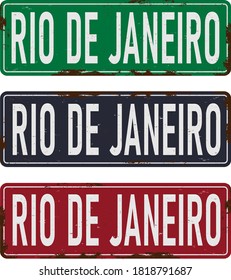 Rio de janeiro Touristic Retro Vintage Greeting sign, Texture effects can be easily turned off.