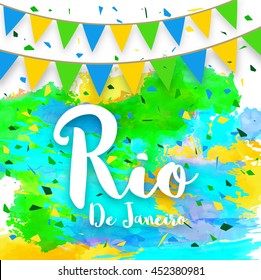 rio de janerio celebration background with bunting and grunge