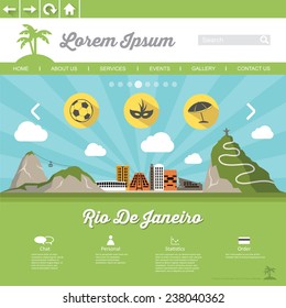 Rio De Jeneiro web page template - flat design - vector illustration