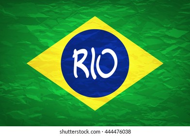 rio design. Brazil Flag. An old grunge flag of Brazil state vector art