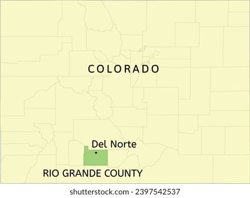 Rio Grande County and Statutory Town of Del Norte location on Colorado state map