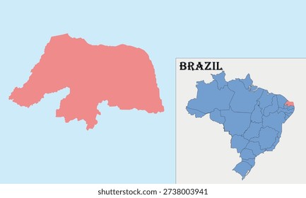 Rio Grande do Norte Administrative Map Brazil. Rio Grande do Norte Brazil Map Vector Illustration. suitable for geography, education, infographic, atlas, presentation, and cartography design needs.