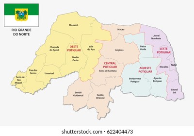 rio grande do norte administrative and political map with flag