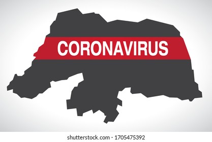 Rio Grande do Norte BRAZIL map with Coronavirus warning illustration