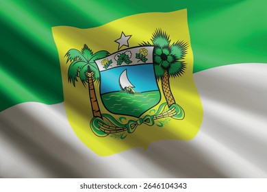 Rio Grande do Norte flag waving in the wind, realistic detailed silk texture. State of Brazil