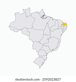 Rio Grande Do Norte Region highlighted on Brazil map