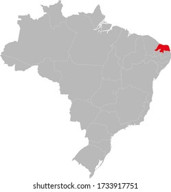 Rio Grande do Norte state highlighted on Brazil map. Business concepts and backgrounds.