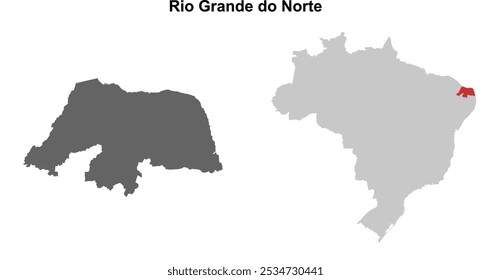 Rio Grande do Norte state blank outline map set