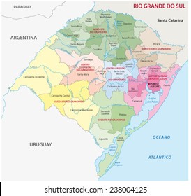 rio grande do sul administrative map, region/microregion