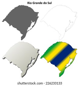 Rio Grande do Sul blank outline map set