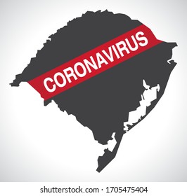 Rio Grande do Sul BRAZIL map with Coronavirus warning illustration