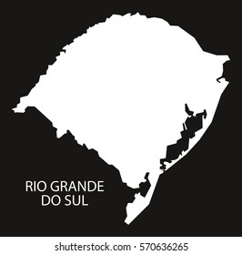 Rio Grande do sul Brazil Map black inverted silhouette