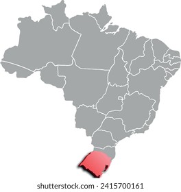 RIO GRANDE DO SUL DEPARTMENT MAP PROVINCE OF BRAZIL 3D ISOMETRIC MAP