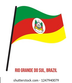 Rio Grande do Sul Flag Waving Vector Illustration on White Background. States Flag of Brazil.