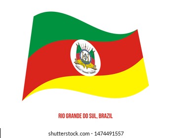 Rio Grande do Sul Flag Waving Vector Illustration on White Background. States Flag of Brazil.