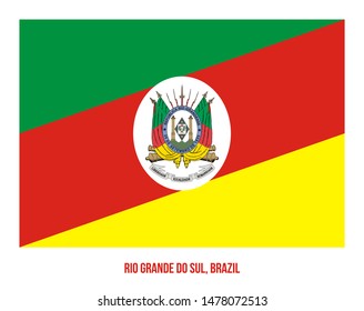 Rio Grande do Sul Flag Vector Illustration on White Background. States Flag of Brazil.