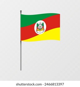 Rio Grande do Sul flag on flagpole. Vector illustration.