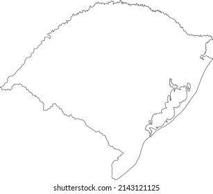 Rio Grande Do Sul map vector silhouette illustration isolated on white background. Brazil state Rio Grande Do Sul line contour map country symbol. South America territory.