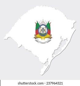 Rio Grande Do Sul Map With Coat Of Arms