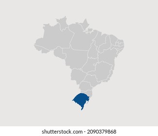 Rio Grande Do Sul Region Highlighted on Brazil Map Eps 10