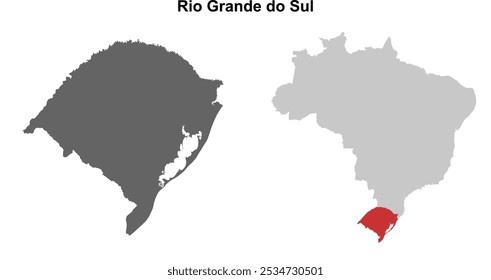 Conjunto de mapa en blanco del estado de Rio Grande do Sul