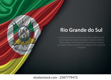 Rio Grande do Sul state flag on dark background. Symbol of Brazilian heritage.