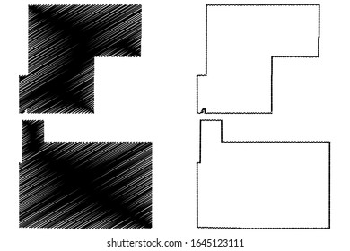 Rio Grande and Weld County, Colorado (U.S. county, United States of America,USA, U.S., US) map vector illustration, scribble sketch Rio Grande and Weld map