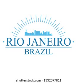 Rio Janeiro Brazil. Banner Design. City Skyline. Silhouette Vector. Famous Monuments.