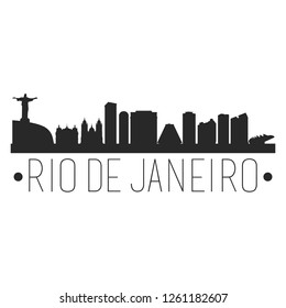 Rio Janeiro Brazil. City Skyline. Silhouette City. Design Vector. Famous Monuments.