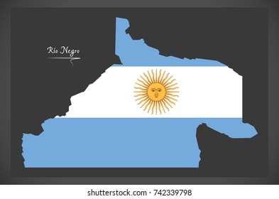 Rio Negro map of Argentina with Argentinian national flag illustration
