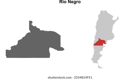 Rio Negro province blank outline map set